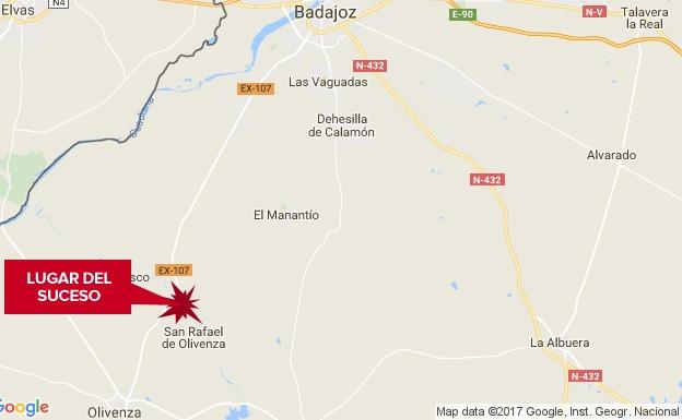 Seis heridos, entre ellos dos niñas, al chocar dos vehículos en la carretera de Olivenza 