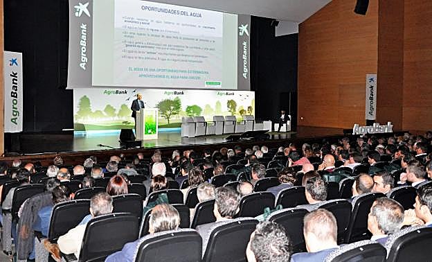 El salón de actos de Feval se llenó para participar en las jornadas de Agrobank. :: e. d.
