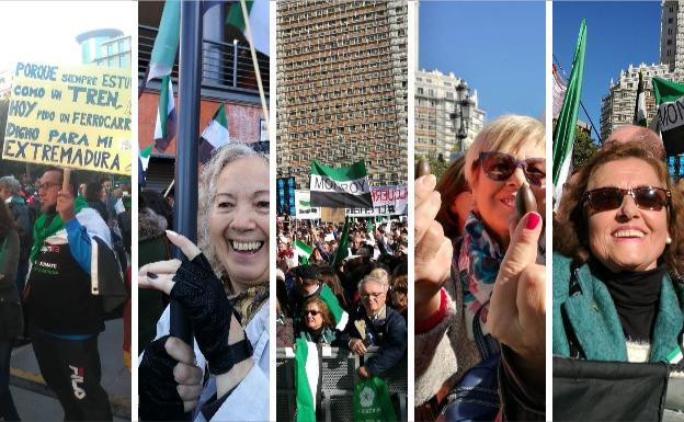 Lleno en la Plaza de España de Madrid durante la protesta por un tren digno:. ALBA BARANDA