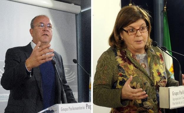 José Antonio Monago (PP) y María Victoria Domínguez (Ciudadanos).