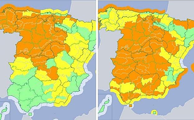 Predicciones para el domingo y el lunes. 