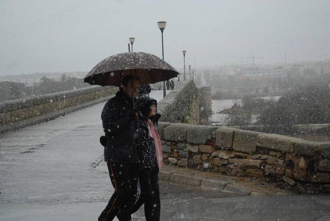 El 10 de enero de 2010 la mayor parte de Extremadura se cubrió de blanco. En la imagen, el Puente Romano de Mérida.