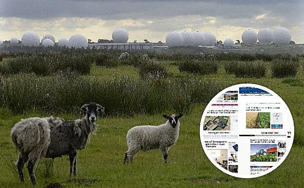 Alrededores de Harrogate, con una base militar al fondo. En la foto, detalle de las informaciones recogidas por la prensa local.