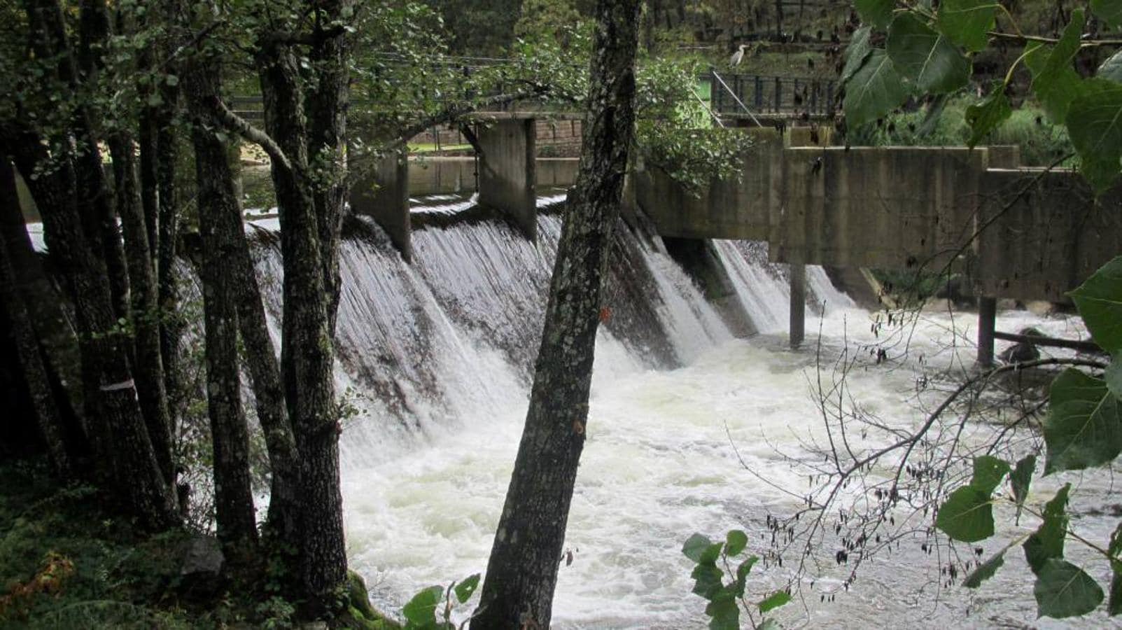 Crecida de la garganta de Pedro Chate a su paso por la piscina natural del Lago, en Jaraíz de la Vera. Fotos del miércoles 28 de febrero.