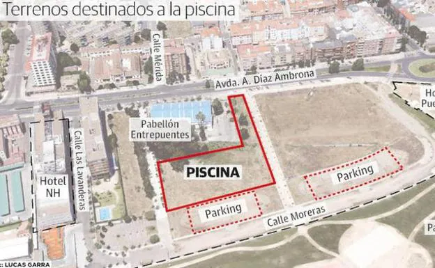 Ubicación de la futura piscina de la margen derecha de Badajoz:: HOY