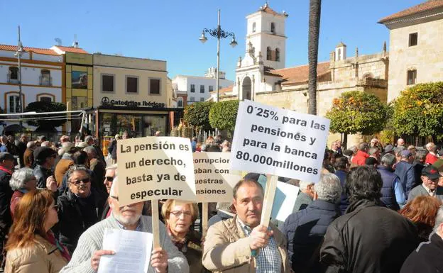 Manifestación de jubilados celebrada en Mérida a finales de febrero por unas pensiones dignas.