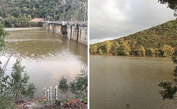 Estado que presentaba este domingo la presa de Villar del Rey.