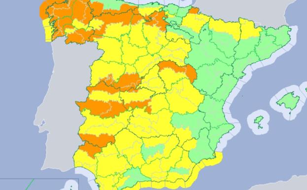 Mapa de avisos de la Aemet para este miércoles 