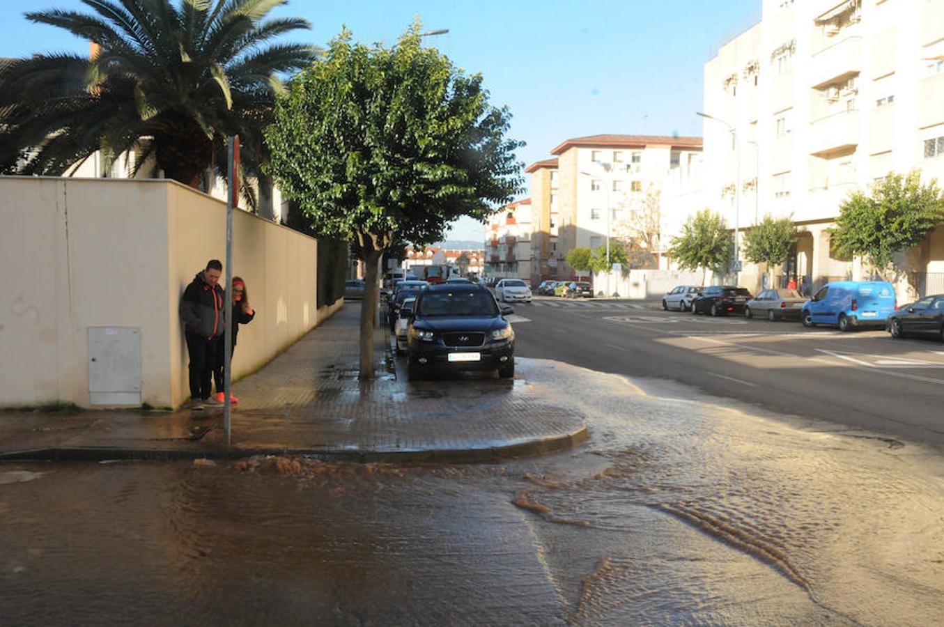 Fotos: La rotura de una tubería inunda parte de la avenida Lusitania de Mérida