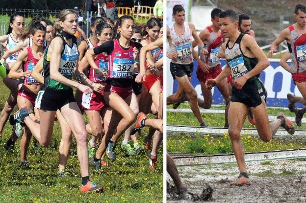 Urbina, en el Nacional del Cross de Mérida y Bennabou, en carrera en el Circo Romano. 