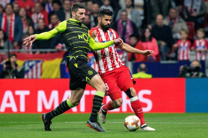 Las mejores imágenes del partido de ida de cuartos de final de la Liga de Campeones que enfrentó al Atlético y al Sporting de Lisboa, en el Wanda Metropolitano