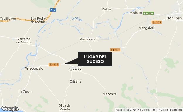 Investigan la muerte en accidente de moto de un hombre de 39 años en la EX-105, cerca de Guareña