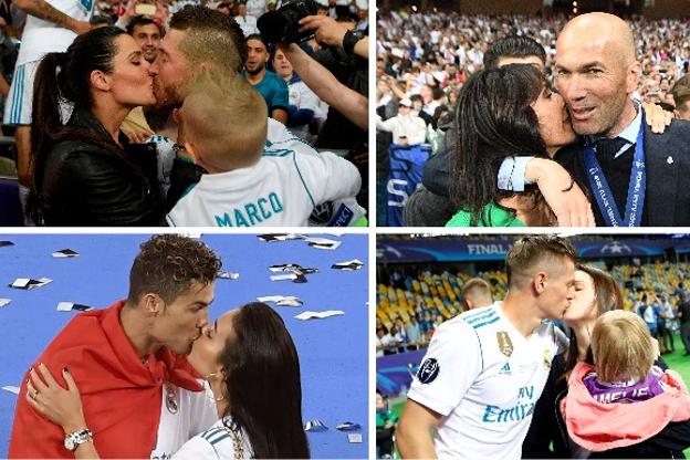 Cristiano besa a Georgina tras el partido. :: Sergei Supinsky/AFP