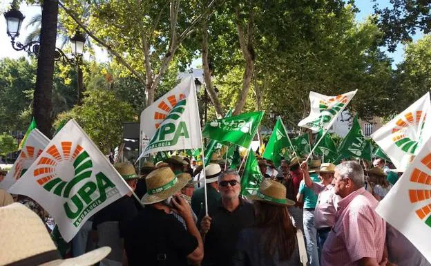 Un momento de la protesta que se ha llevado a cabo en Sevilla.