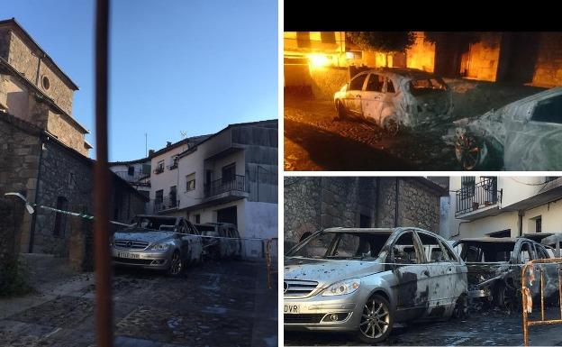 El incendio de un vehículo de madrugada en Cabezuela del Valle daña a otros cinco 