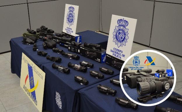 Visores para armas de fuego confiscados por la Policía Nacional