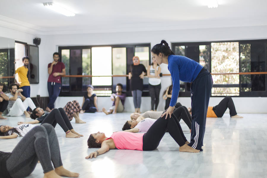 Material fotográfico de Libertad como profesora en la Academia de Danza Contemporánea de El Cairo, Egipto (Cairo Contemporary Dance Center).