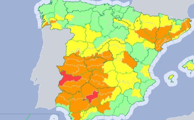 La alerta roja por calor sigue mañana en la zona del Guadiana por tercer día