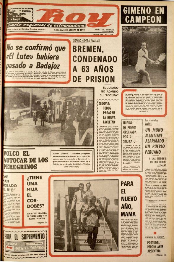 La llegada de El Lute a Badajoz. La huída de uno de los fugitivos más famosos de la historia de España en 1972 no parece que tenga entre su destino ninguna localidad de la región