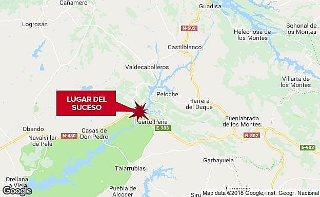 Herido un varón de 66 años en una salida de vía en la carretera de Puerto Peña a Valdecaballeros