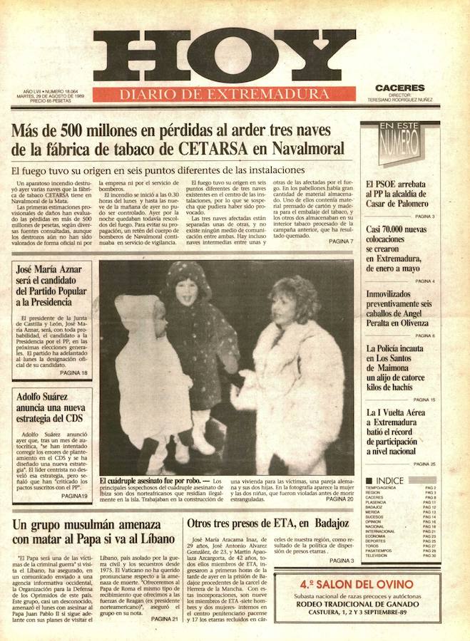 Otros tres presos de ETA, a Badajoz. Este día del año 1989 ingresaron en la cárcel pacense tres presos de ETA. Con ellos, ya eran nueve los que había en la prisión de Badajoz (siete hombres y dos mujeres) y 17 en total repartidos por la región.