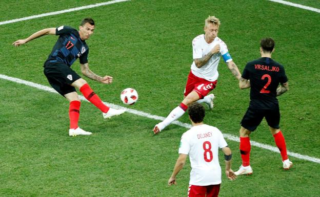 Un lance del partido Dinamarca-Croacia en el pasado Mundial de Rusia. 