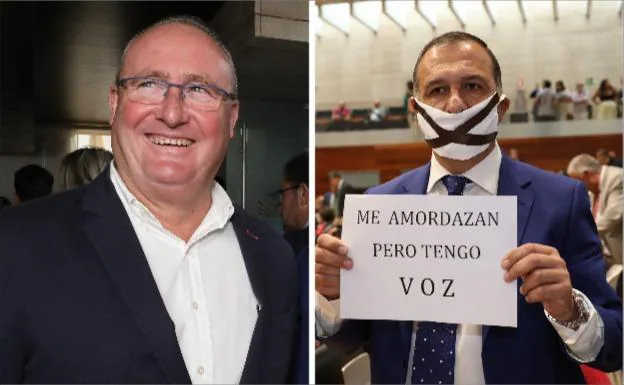Antonio Pozo y Juan Antonio Morales, ayer, en la Asamblea
