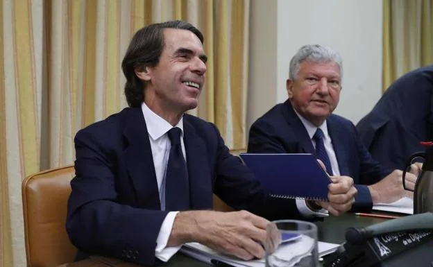 Aznar durante su comparecencia.