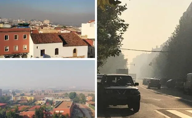 Una densa nube de humo ha invadido Badajoz esta mañana:: CASIMIRO MORENO