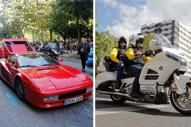 El Paseo de Cánovas acogió uno de los actos centrales del XI encuentro de coches Ferrari y motos Goldwing. :: armando méndez