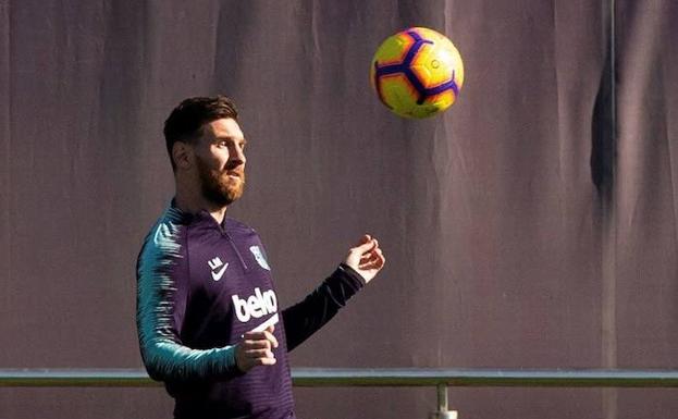 Leo Messi, durante un entrenamiento del Barcelona. 