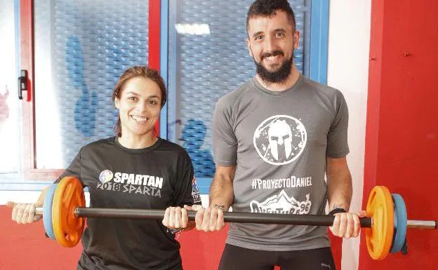 Patricia Gutiérrez y David Hinojal en un entrenamiento. :: A. M.