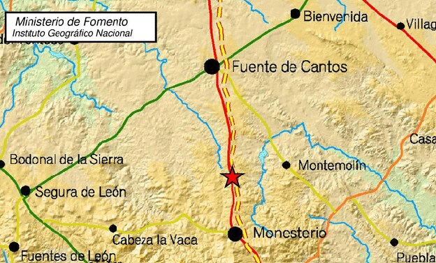 Registrado un leve seísmo entre Monesterio y Montemolín