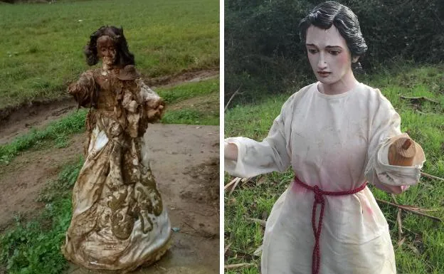 Aparece junto a un arroyo la imagen robada de la Virgen de Perales 