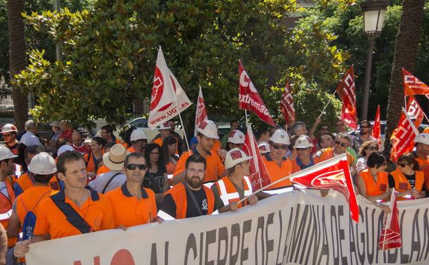 Manifestación de protesta celebrada en 2016 por el cierre de Aguablanca. / 