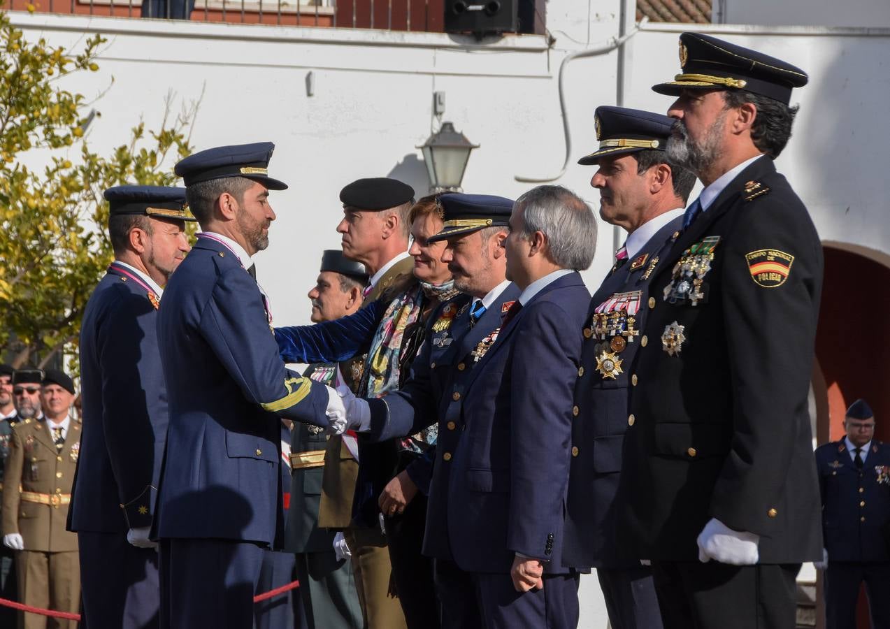 La delegada del Gobierno, Yolanda García Seco, asistió al acto con motivo de la celebración del día de la Virgen de Loreto, patrona del Ejército del Aire, en la Base aérea de Talavera la Real (Badajoz)