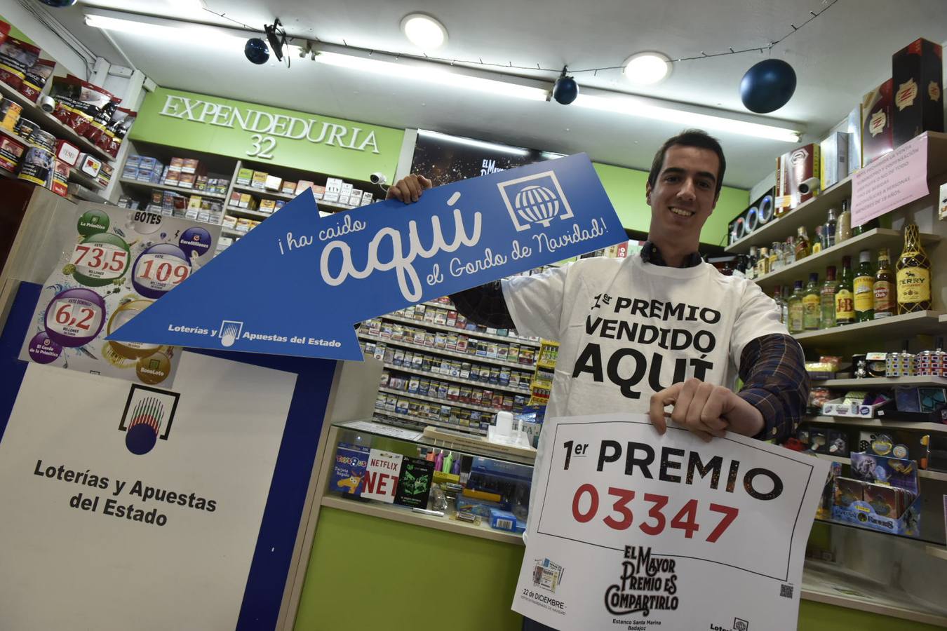 El Gordo en Badajoz en la administración de avenida de Santa Marina