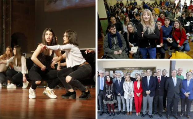 Festival solidario organizado por las Josefinas. La poeta argentina Eleonora Finkelstein, ayer en el IES El Brocense y la Asamblea de los agentes de la propiedad inmobiliaria. :: 