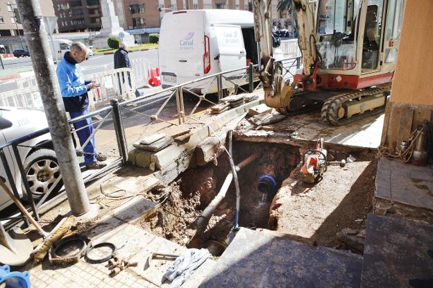 Zona de la avería entre Gil Cordero y Avenida de Alemania. :: a. m.