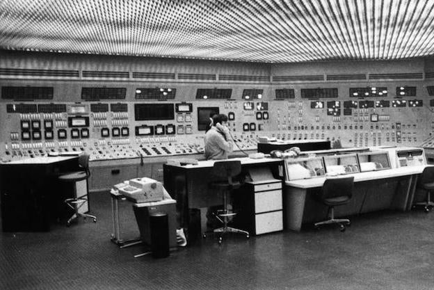 La sala de control, en 1982. 