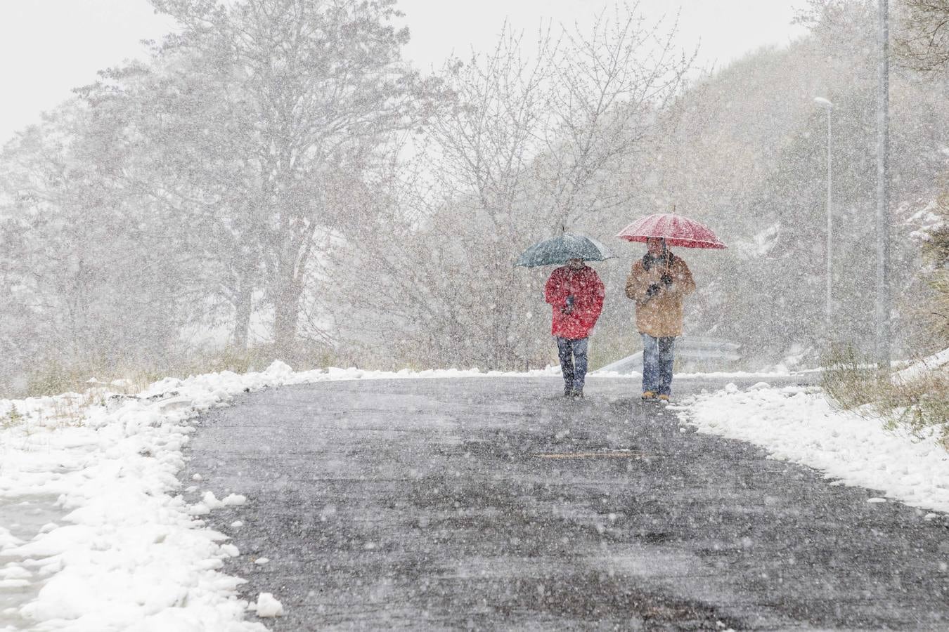 En La Garganta, el segundo municipio extremeño a mayor altitud sobre el nivel del mar (1.124 metros), la nieve ha empezado a caer con las primeras luces del día y deja un manto blanco no solo en el casco urbano de la localidad sino en su entorno de sierra. 