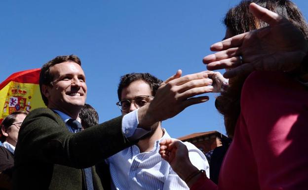 Pablo Casado participa en Valladolid en un mitin electoral.