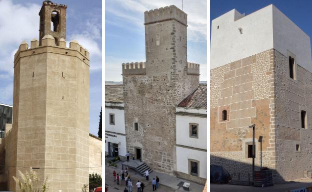 De izquierda a derecha: Torre de Espantaperros, torre de Santa María y la torre de los Acevedos.