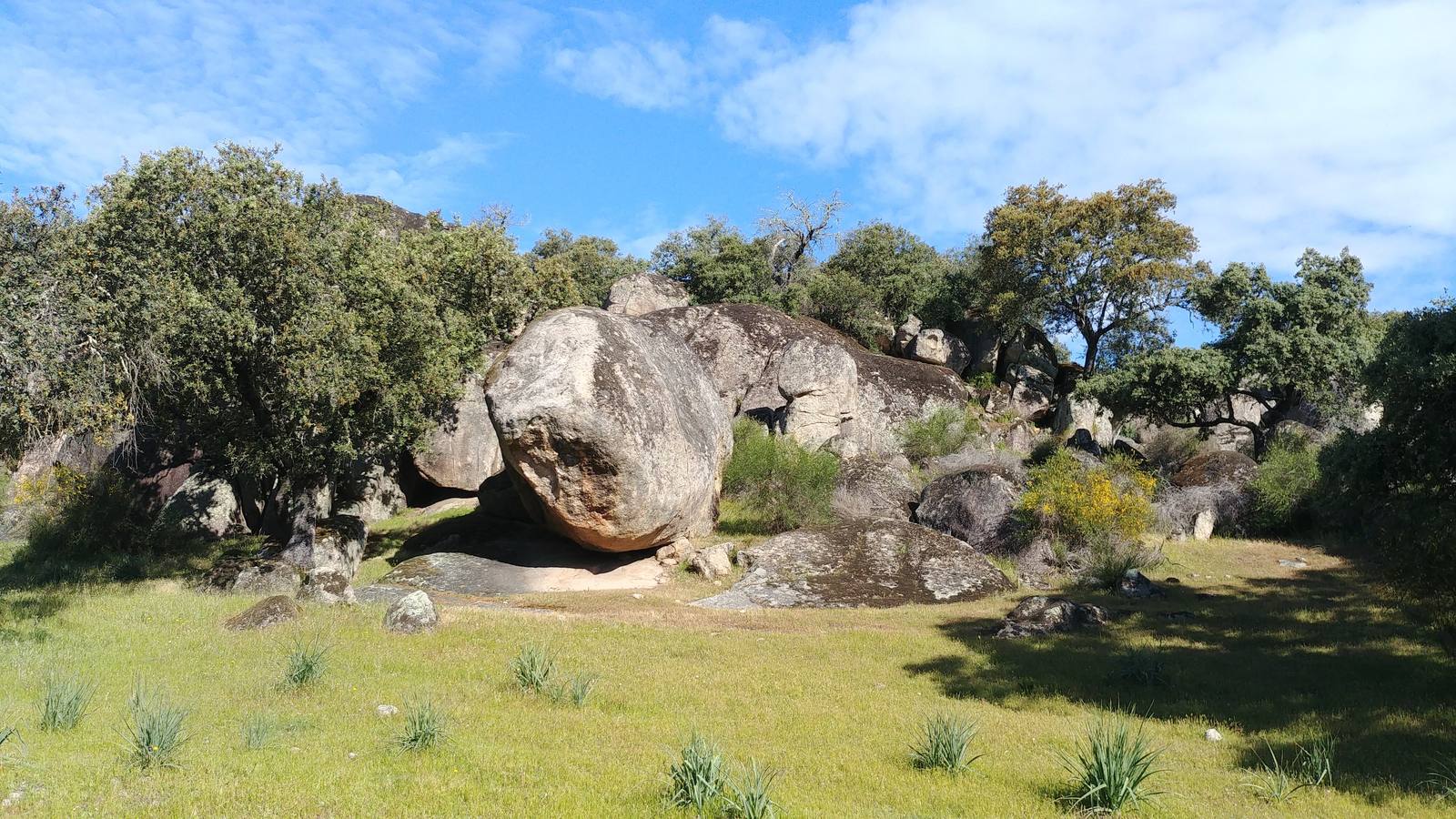 El entorno de la localidad pacenses de La Roca de la Sierra se puede encontrar espectaculares canchales y la Dehesa Boyal, que alberga la Pradera de San Isidro.