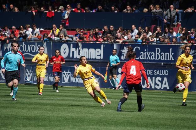 El gol de Mireya en El Sadar valió el pase a la final por el ascenso al Santa Teresa. :: SANTA TERESA CD