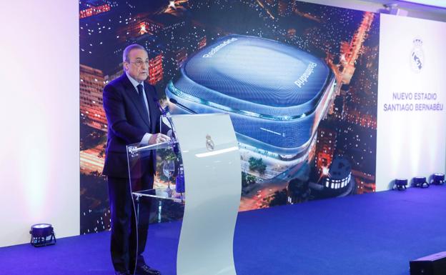 Florentino Pérez, durante la presentación de la reforma del estadio Santiago Bernabéu.
