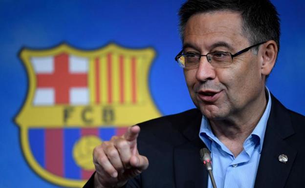 Josep Maria Bartomeu, durante la rueda de prensa. 