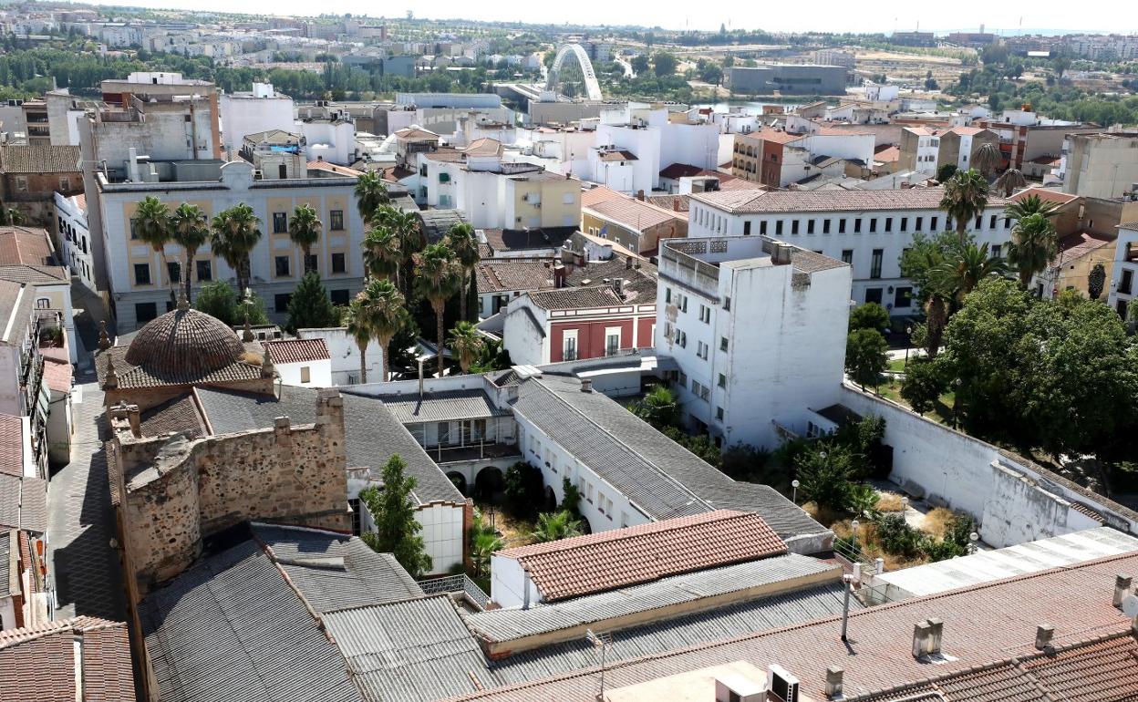 Vista aérea del convento de las encerradas en Mérida. 