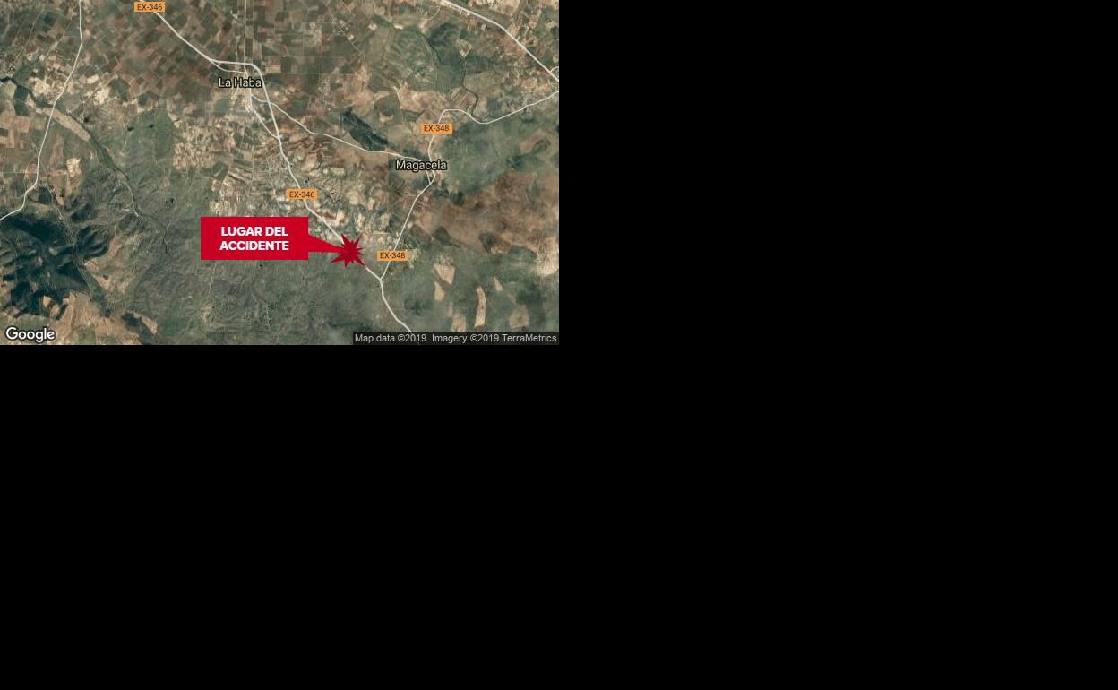 Dos heridos en una salida de vía en la EX-346 a la altura de La Haba