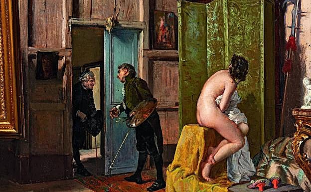 'La visita inoportuna', (1868) óleo de Eduardo Zamacois del Museo de Bellas Artes de Bilbao.